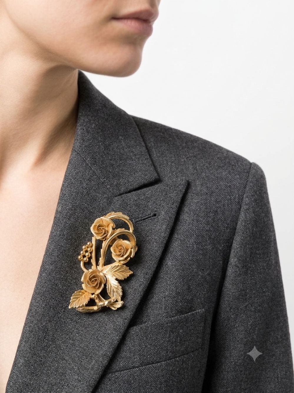 Gold Rose Bouquet Brooch - Women's Jewelry